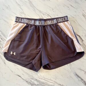 Under Armour Womens Large Shorts Running Training Loose Heat Gear Pockets Purple